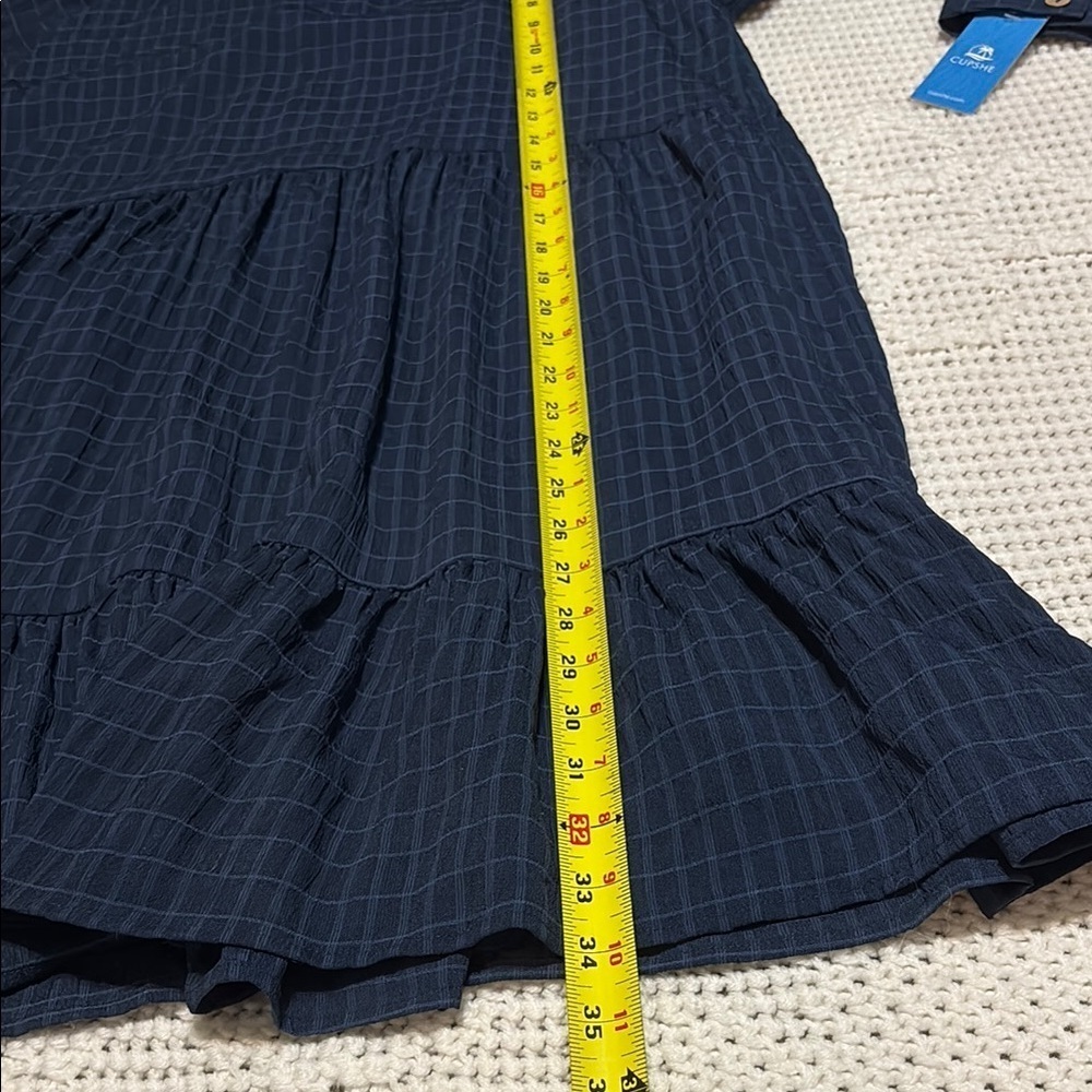 Cupshe Grid Print Navy Ruffled Mini Dress size L - Picture 11 of 14